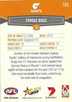 2013 Select AFL Champions #103 Tomas Bugg Back